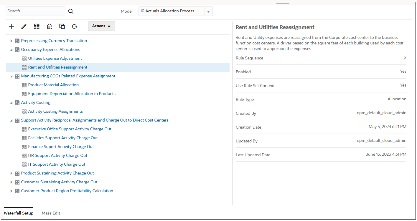Waterfall Setup tab Waterfall Setup tab