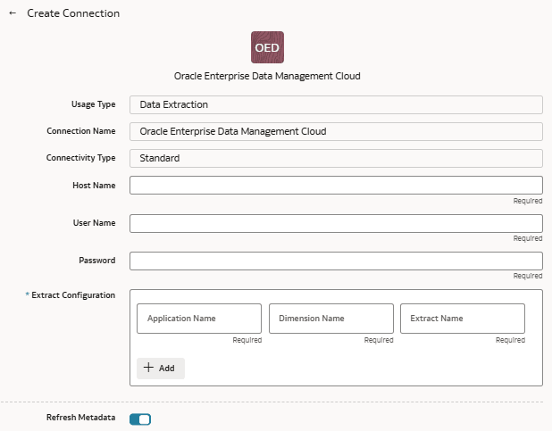 Create Connection for Oracle Enterprise Data Management Cloud dialog