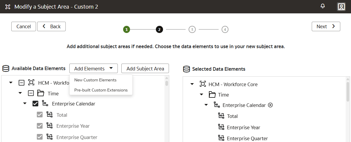 Add Elements options