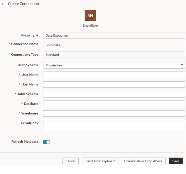 Create Snowflake connection with Private key authentication