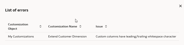 List of errors in your semantic extensions