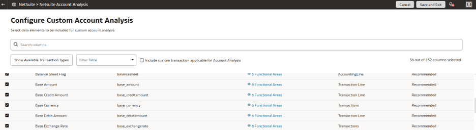 Configure the NetSuite Account Analysis data application Configure the NetSuite Account Analysis data application