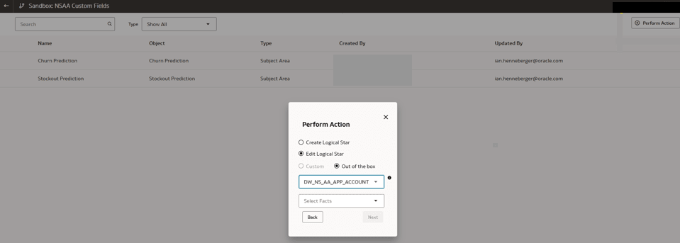 Perform Action dialog Perform Action dialog