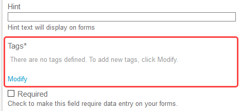 Tag custom field properties form with the Conditional Dropdown Custom Fields feature enabled.