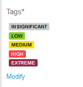 Populated tags field on the tag custom field properties form with the Conditional Dropdown Custom Fields feature enabled.