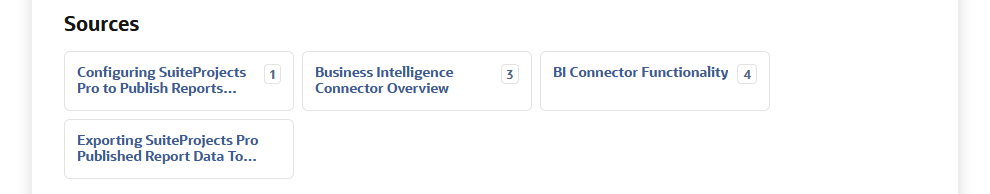 Article tiles in the sources section of the summary showing article titles and citation numbers.