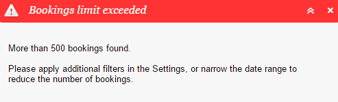 Booking limit exceeded warning.