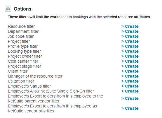 Fileters in advanced booking worksheet.