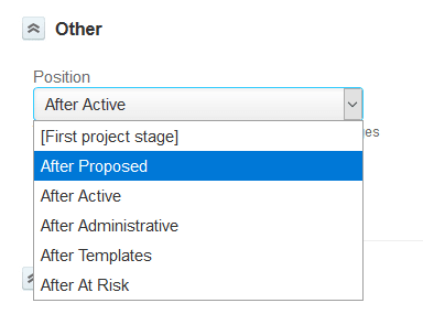 Dropdown menu for relative position list.