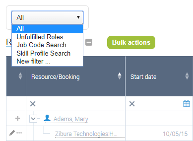 Advanced filter booking planner form.