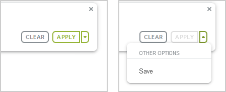 Apply button and Save dropdown option in the redesigned advanced filter panel.