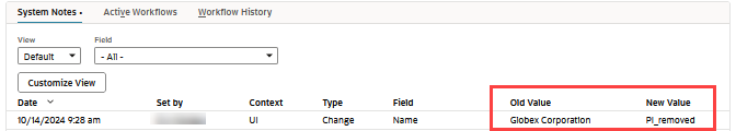 Sample PI Removal with system notes results outlined in red.