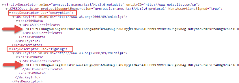 Certificate extraction example in a text editor.