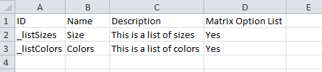 Custom List CSV example.