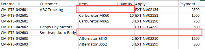 CSV file where data for sublists is missing from the first line.