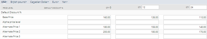 Sales/Pricing subtab with Alternate Price 3 row empty.