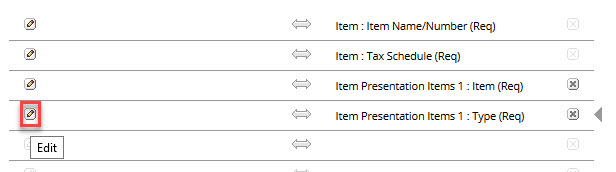 Item and Type fields mapping example.