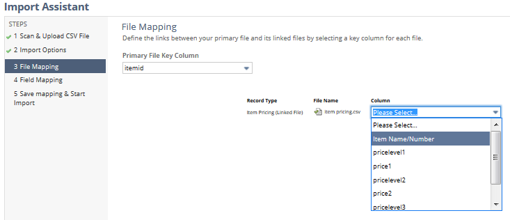 Import Assistant Step 3 File Mapping.