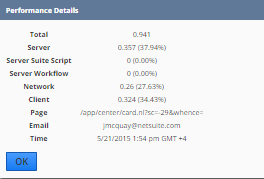 Performance Details window.