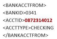 A section of an OFX or QFX-formatted file.