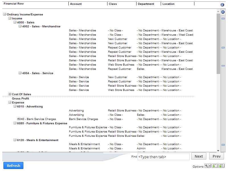 Screenshot of a preview that appears when you click the Preview Layout button on the Edit Payout page of the Financial Report Builder