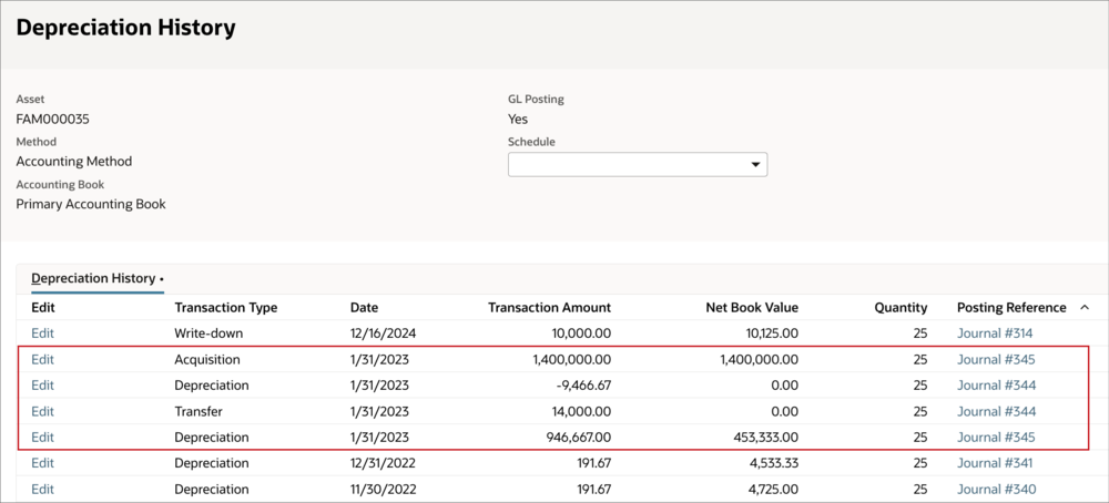 Asset transfer record histories