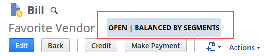 Balance By Segments in the record status