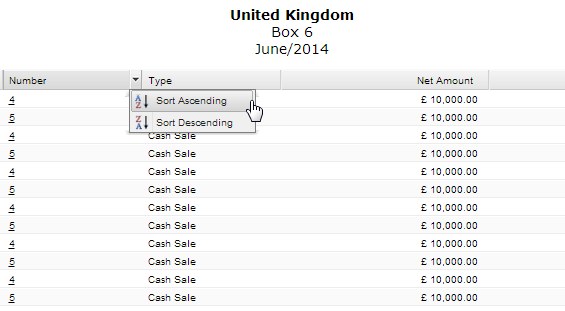 Screenshot of the Sort Ascending and Sort Descending buttons