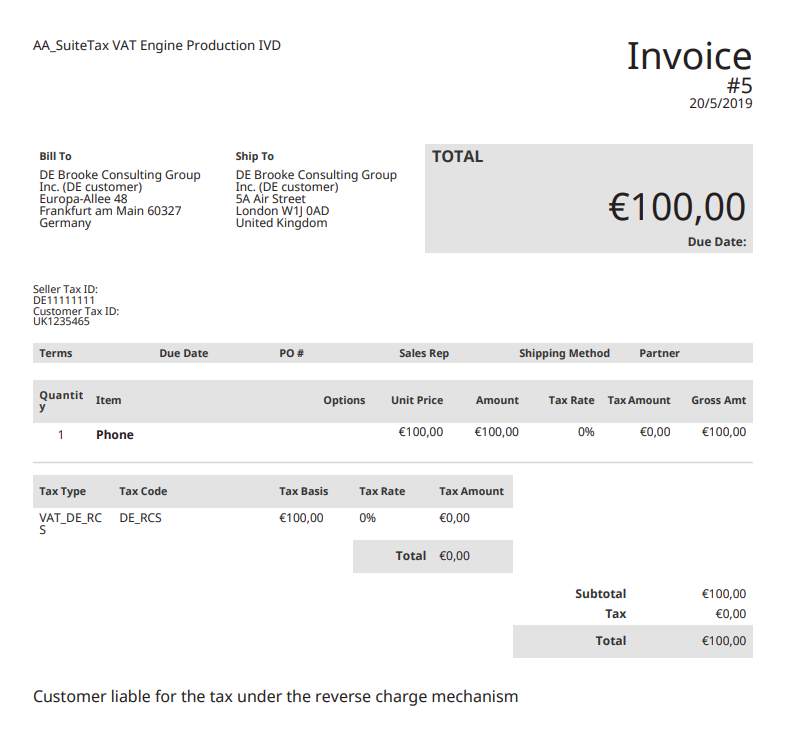 This screenshot shows an example of compliance text in SuiteTax Engine.