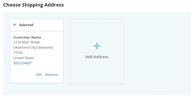 Choose Shipping Address page