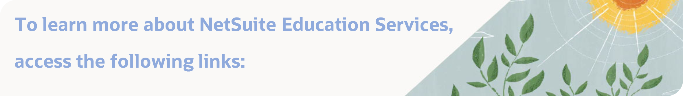 To learn more about NetSuite Educational Services access the following links