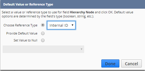 Enter Internal ID of the Parent Node.