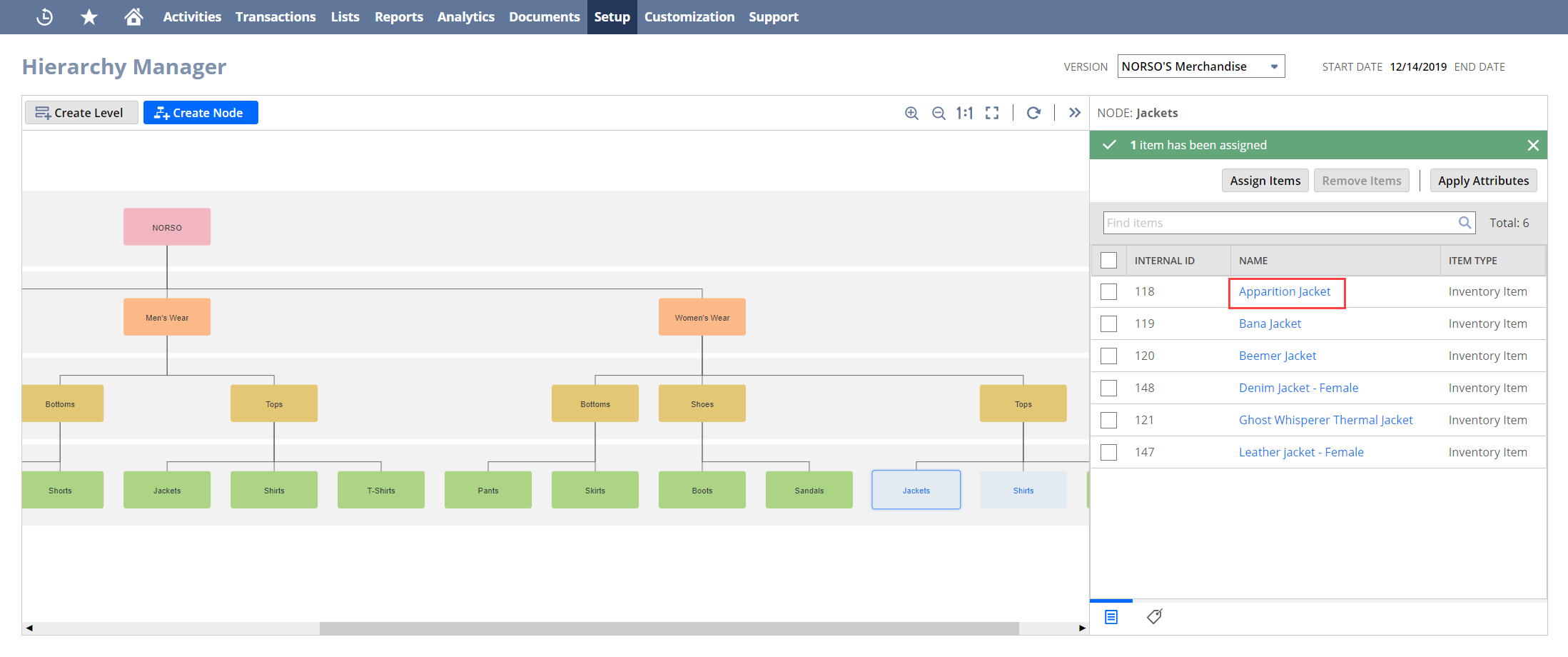 Nodes in the Information Panel of the Hierarchy Manager.