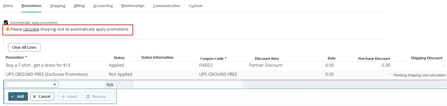 Calculate shipping cost message.