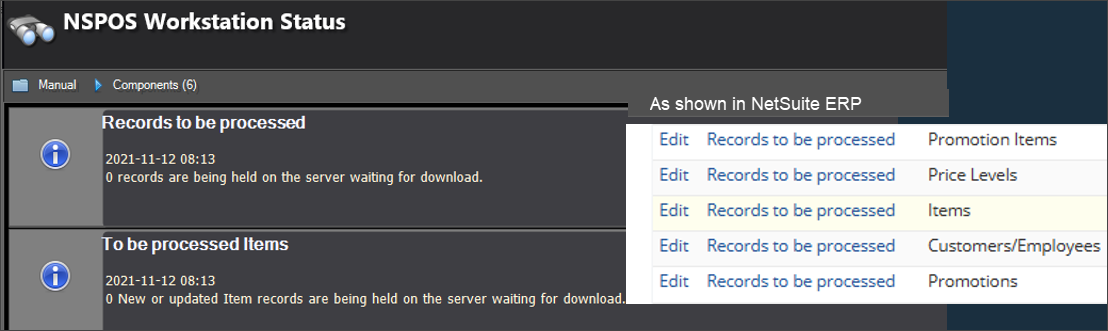 Workstation Status Records to be processed list