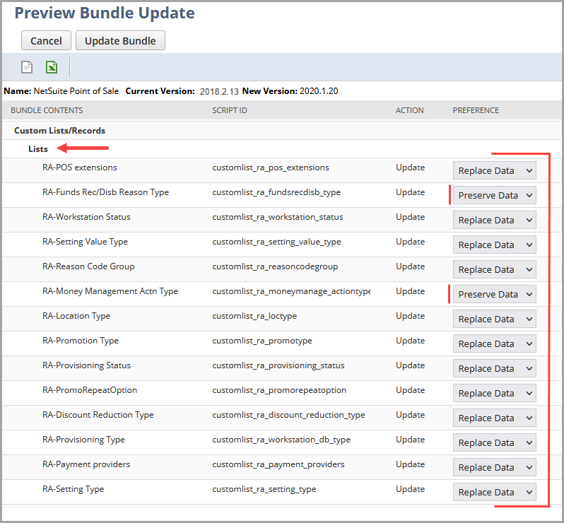 Bundle lists to verify