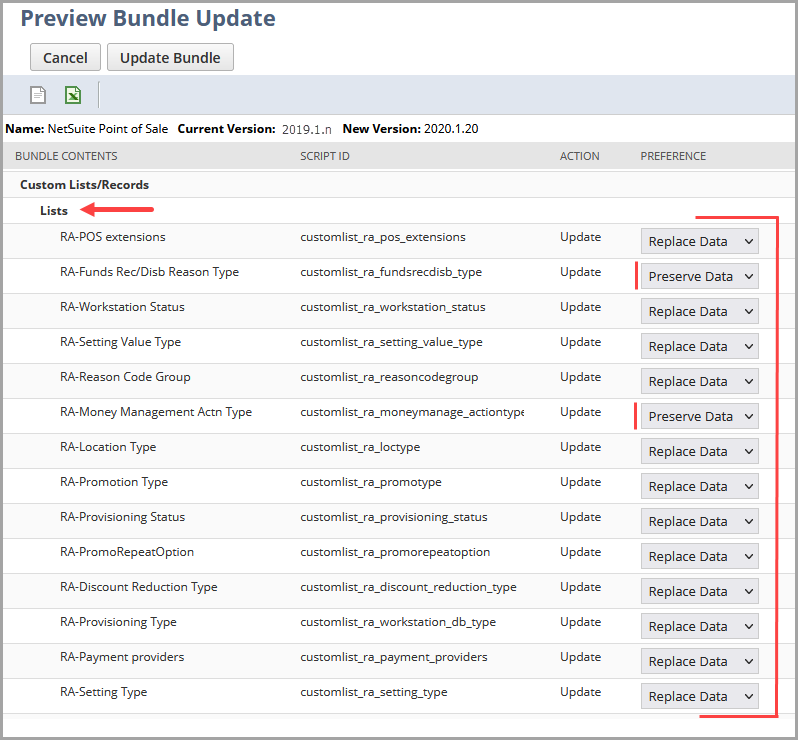 Bundle lists to verify