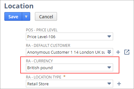 Location RA-Currency field