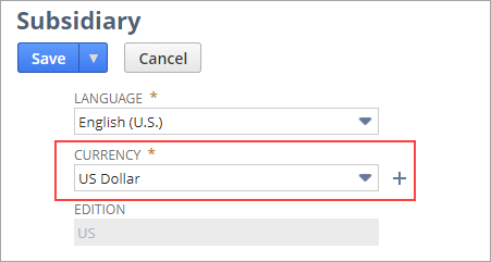 Subsidiary currency field