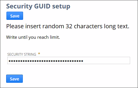 Security GUID setup form