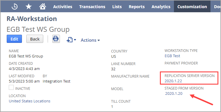 Server version from record