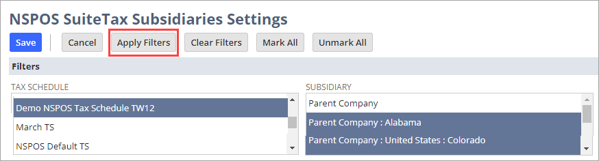 Subsidiary filters