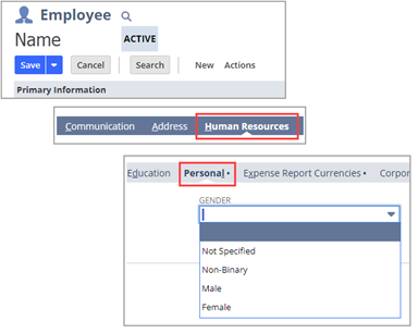 NetSuite ERP gender