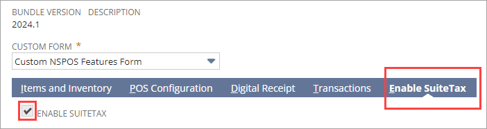 Enable NSPOS SuiteTax feature