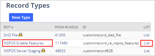 NSPOS enable features row list