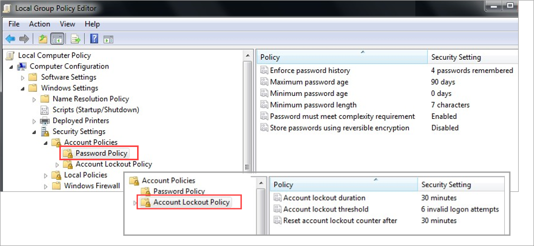 Windows Group Account Policies