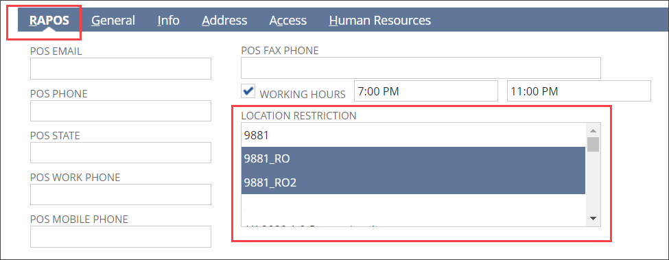 Location restriction setup