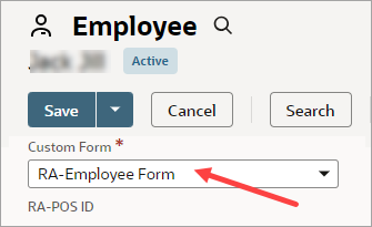 Select the custom form