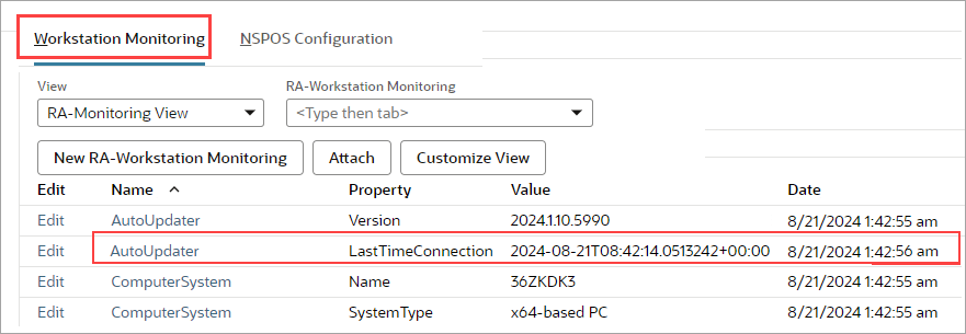 Workstation Monitoring subtab