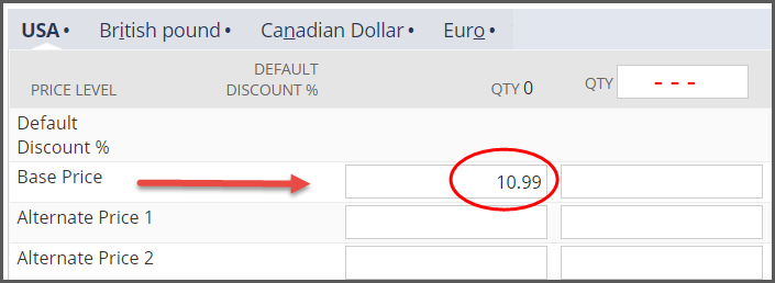 Pricing sublist on Sales/Pricing subtab.